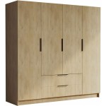 Ντουλάπα Sofia τετράφυλλη-Μαύρο - Φυσικό