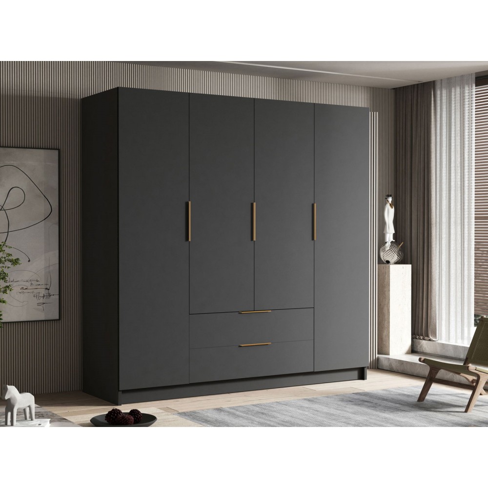 Ντουλάπα Sofia τετράφυλλη-Μαύρο - Χρυσό