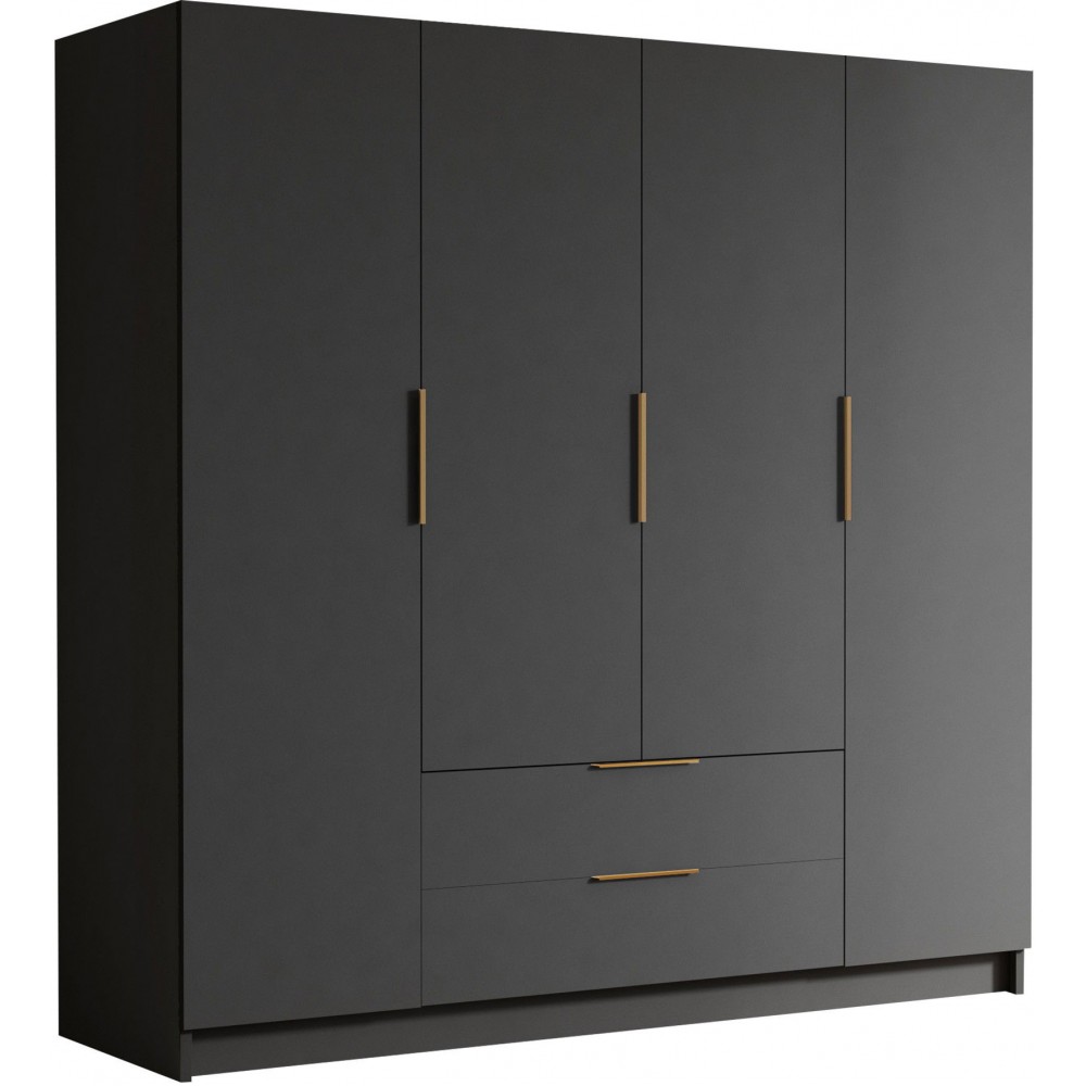 Ντουλάπα Sofia τετράφυλλη-Μαύρο - Χρυσό