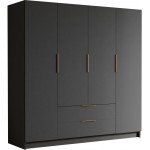 Ντουλάπα Sofia τετράφυλλη-Μαύρο - Χρυσό