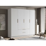 Ντουλάπα Sofia τετράφυλλη-Λευκό - Χρυσό