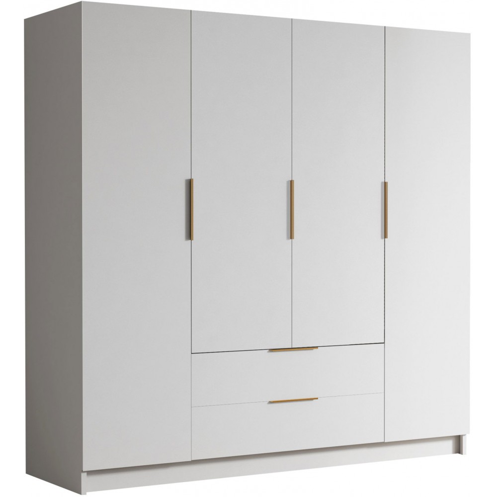 Ντουλάπα Sofia τετράφυλλη-Λευκό - Χρυσό