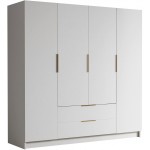 Ντουλάπα Sofia τετράφυλλη-Λευκό - Χρυσό