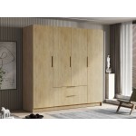 Ντουλάπα Sofia τετράφυλλη-Φυσικό - Χρυσό