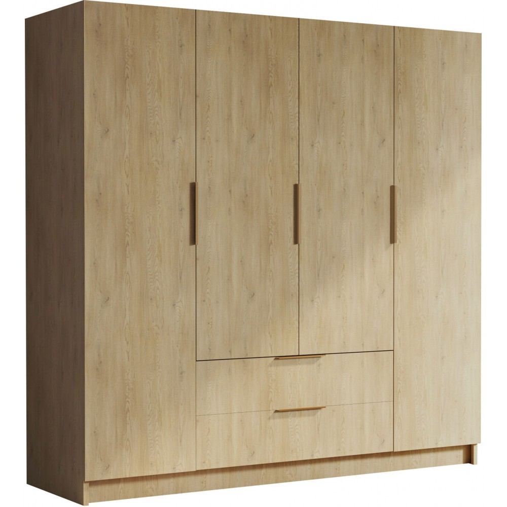 Ντουλάπα Sofia τετράφυλλη-Φυσικό - Χρυσό