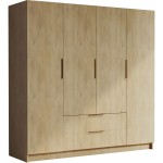 Ντουλάπα Sofia τετράφυλλη-Φυσικό - Χρυσό