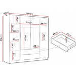 Ντουλάπα Sofia τετράφυλλη-Φυσικό - Χρυσό