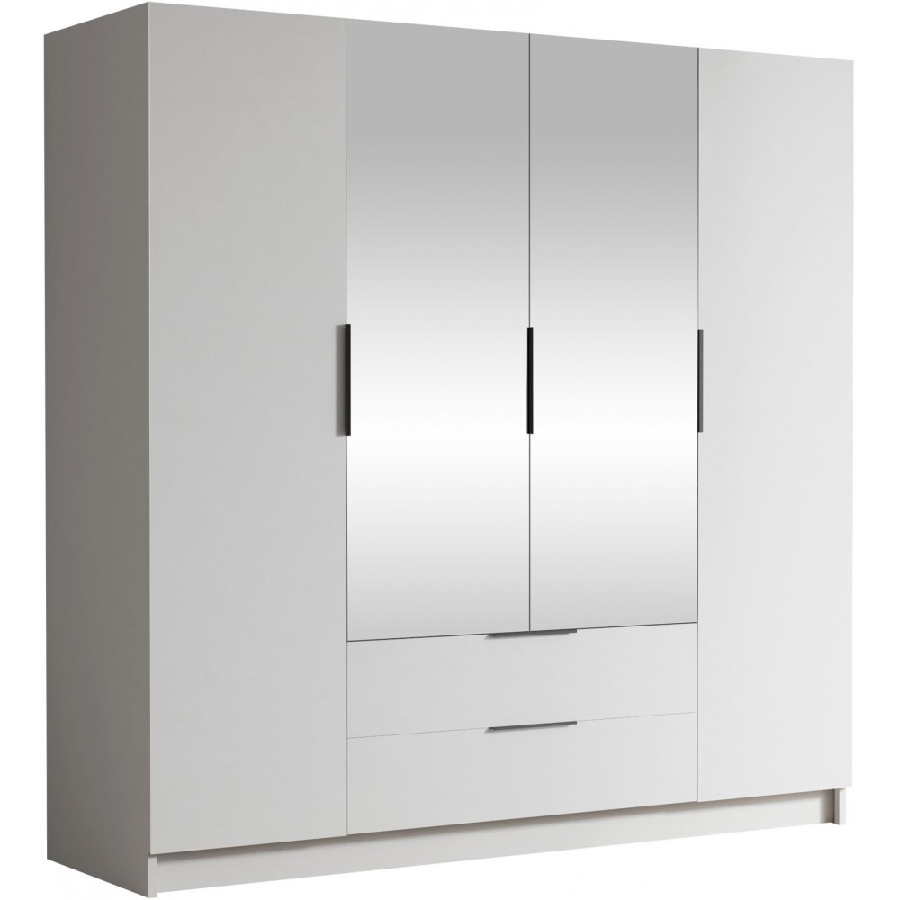 Ντουλάπα Sofia II τετράφυλλη-Λευκό - Μαύρο