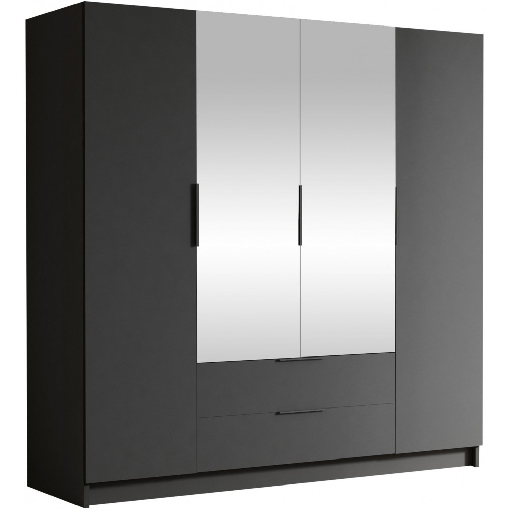 Ντουλάπα Sofia II τετράφυλλη-Μαύρο