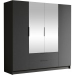 Ντουλάπα Sofia II τετράφυλλη-Μαύρο