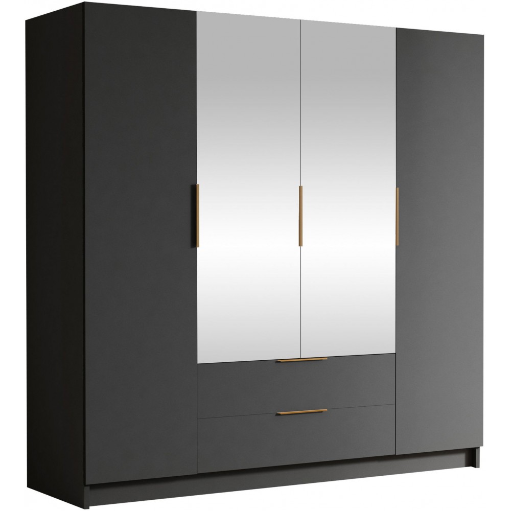 Ντουλάπα Sofia II τετράφυλλη-Μαύρο - Χρυσό