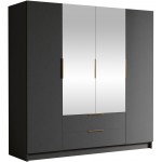 Ντουλάπα Sofia II τετράφυλλη-Μαύρο - Χρυσό