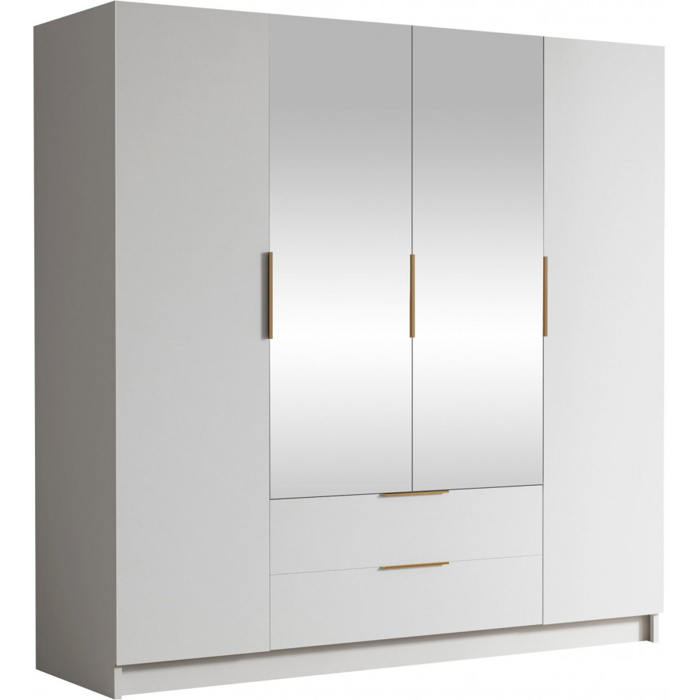 Ντουλάπα Sofia II τετράφυλλη-Λευκό - Χρυσό