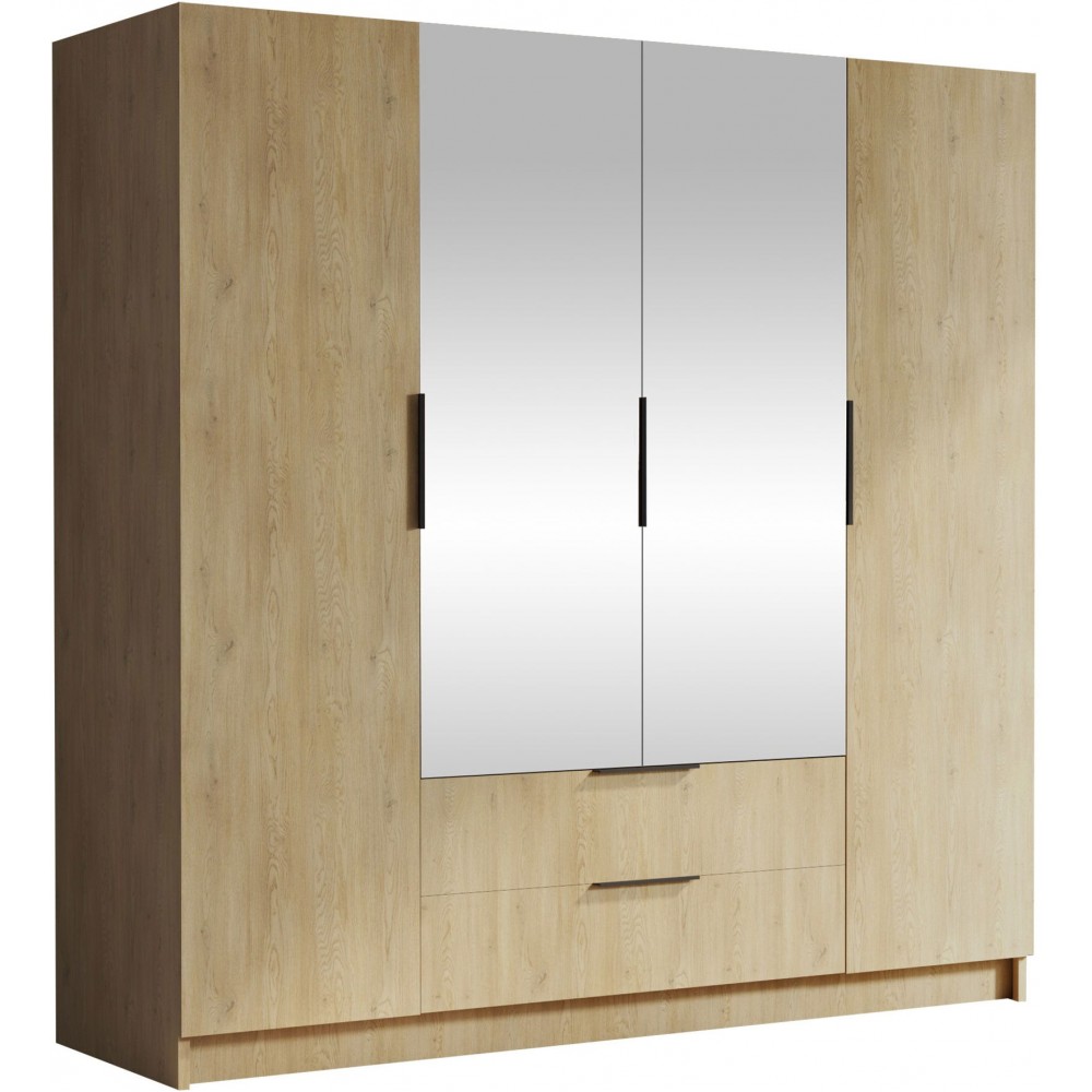 Ντουλάπα Sofia II τετράφυλλη-Φυσικό - Μαύρο