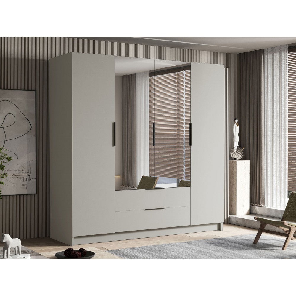 Ντουλάπα Sofia II τετράφυλλη-Cashmere - Μαύρο