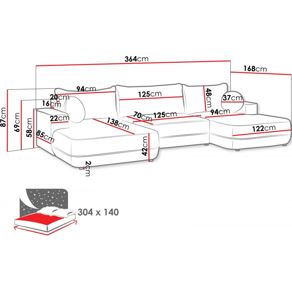Γωνιακός Καναπές Fuego U-Γκρι Ανοιχτό