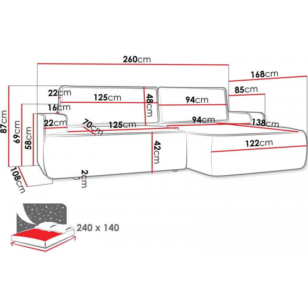 Γωνιακός καναπές Mono-Μπεζ-Δεξιά