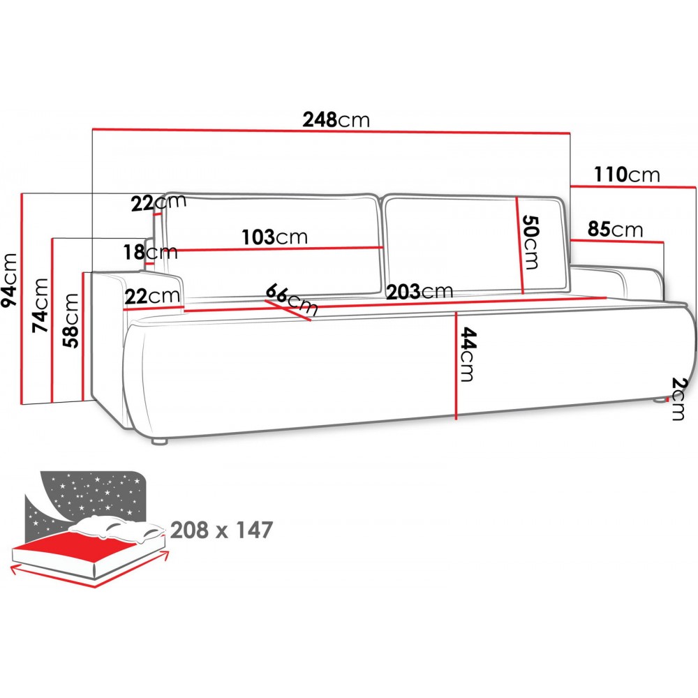 Καναπές - κρεβάτι Mono-Μπεζ