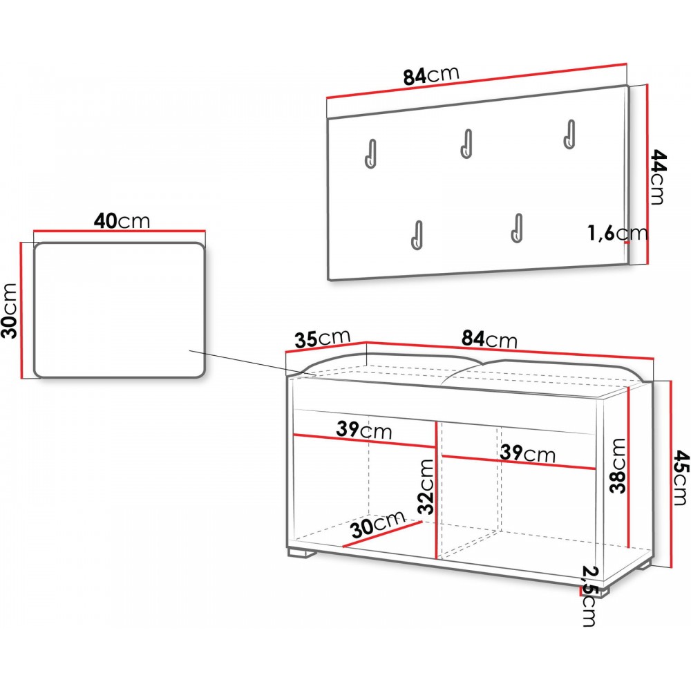 Έπιπλο υποδοχής Gesita-Φυσικό - Μπλε