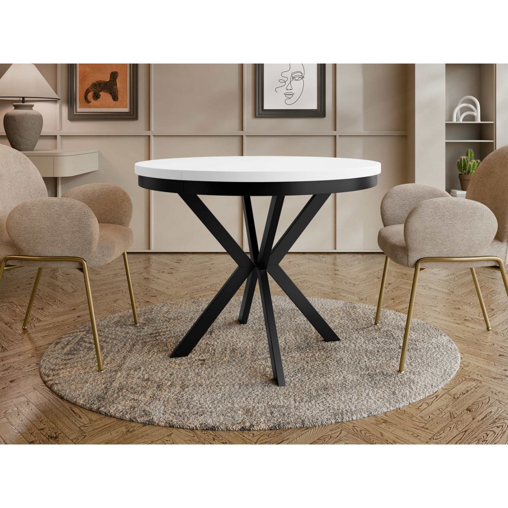 Τραπέζι Edder 90 επεκτεινόμενο-Λευκό-Μαύρο