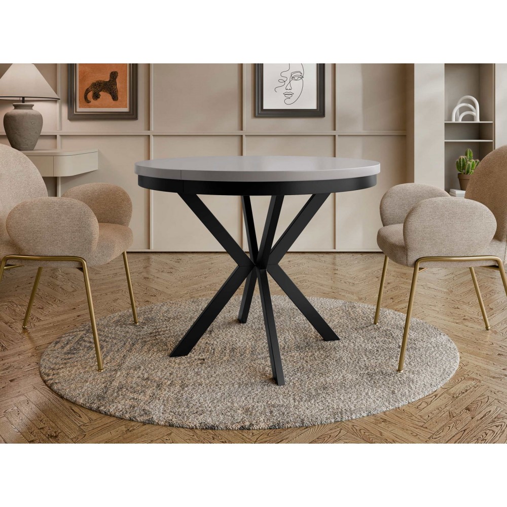 Τραπέζι Edder 120 επεκτεινόμενο-Γκρι-Μαύρο