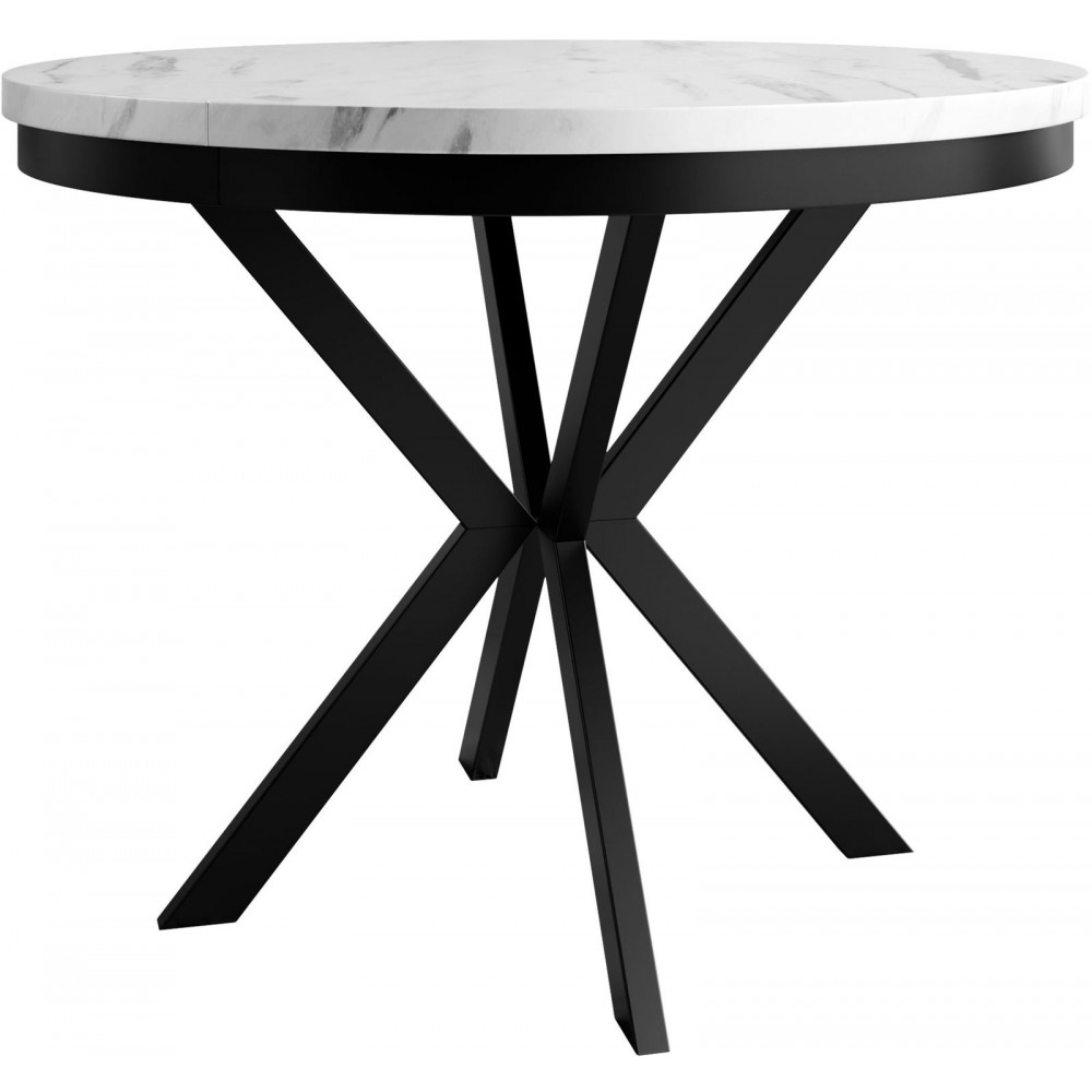 Τραπέζι Edder 120 επεκτεινόμενο-Λευκό Μάρμαρο-Μαύρο