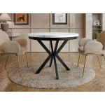 Τραπέζι Edder 100 επεκτεινόμενο-Λευκό Μάρμαρο-Μαύρο