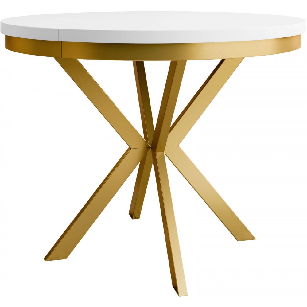 Τραπέζι Edder 90 επεκτεινόμενο-Λευκό-Χρυσό
