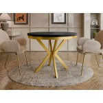 Τραπέζι Edder 90 επεκτεινόμενο-Μαύρο-Χρυσό