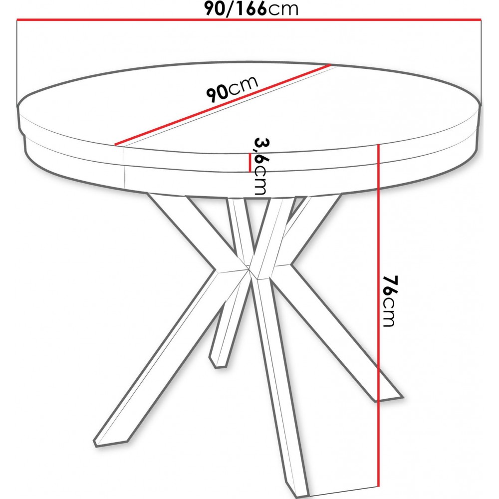Τραπέζι Edder 90 επεκτεινόμενο-Μαύρο-Χρυσό
