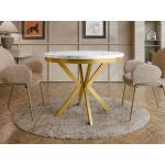 Τραπέζι Edder 90 επεκτεινόμενο-Λευκό Μάρμαρο-Χρυσό