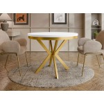 Τραπέζι Edder 100 επεκτεινόμενο-Λευκό-Χρυσό