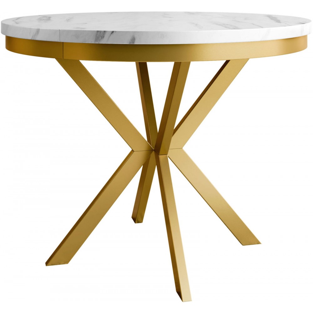 Τραπέζι Edder 100 επεκτεινόμενο-Λευκό Μάρμαρο-Χρυσό