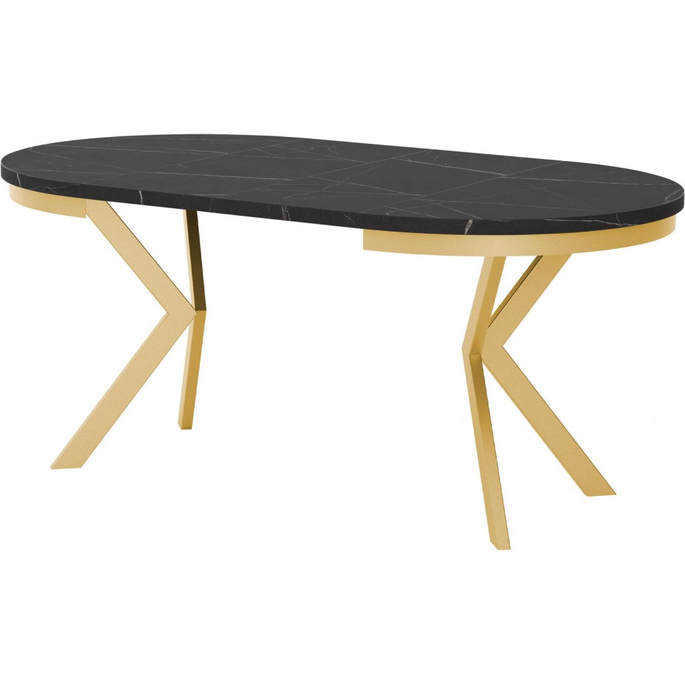 Τραπέζι Edder 100 επεκτεινόμενο-Λευκό Μάρμαρο-Χρυσό