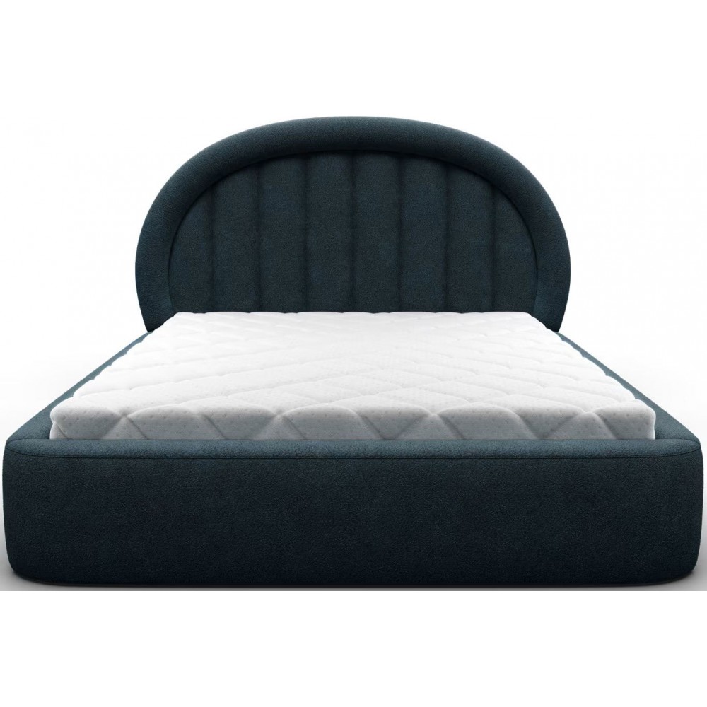 Επενδυμένο κρεβάτι Circle-140 x 200-Μπλε Σκούρο