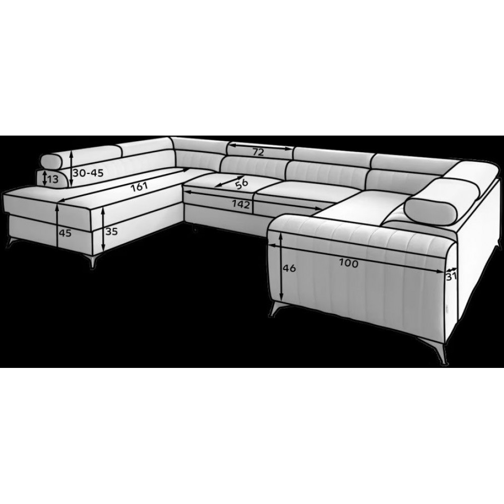 Γωνιακός καναπές Lola-Αριστερή-Λευκό