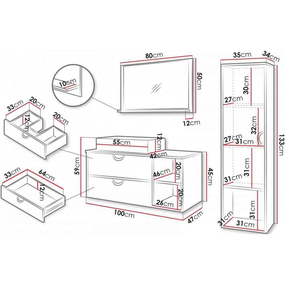 Σετ μπάνιου Lazienka 14-Καρυδί Σκούρο