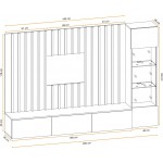Σύνθετο σαλονιού Verona-Μαύρο 220x35x148