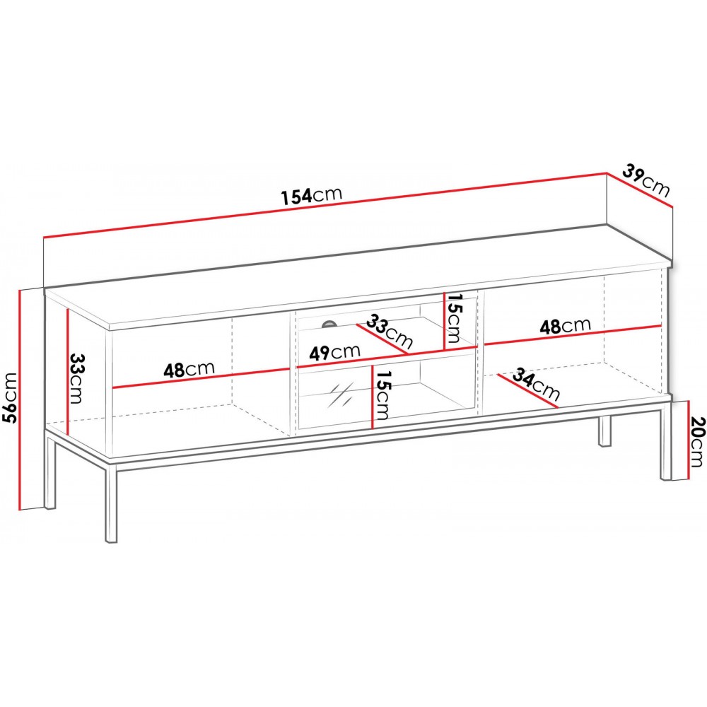 Έπιπλο Τηλεόρασης Sento-Φυσικό - Μαύρο