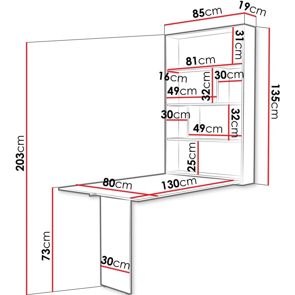 Αναδιπλούμενο τραπέζι Abi-Φυσικό - Μαύρο