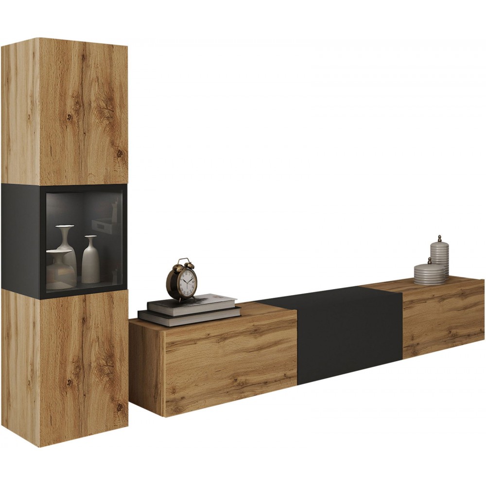 Σύνθεση σαλονιού Berlin I-Φυσικό - Μαύρο