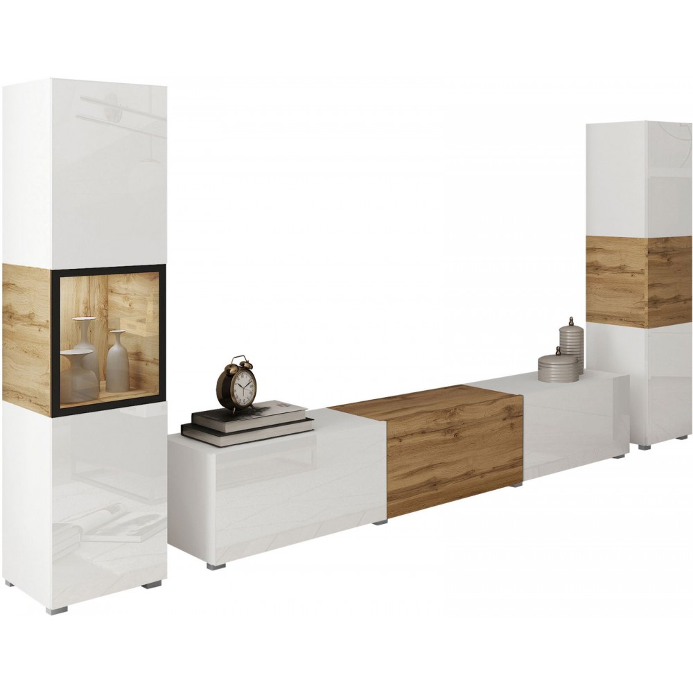 Σύνθεση σαλονιού Berlin III-Λευκό - Φυσικό