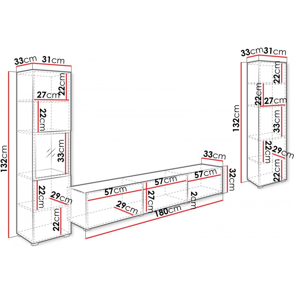 Σύνθεση σαλονιού Berlin III-Φυσικό - Μαύρο