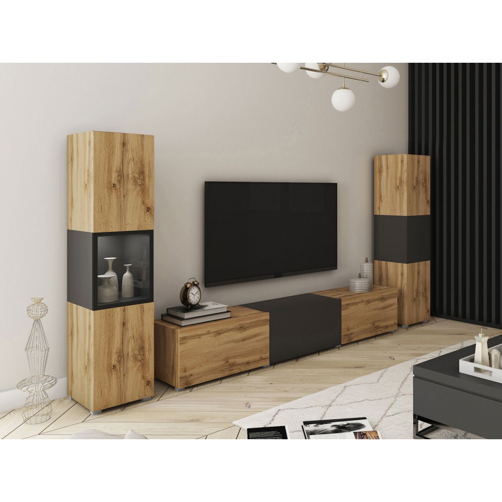 Σύνθεση σαλονιού Berlin III-Φυσικό - Μαύρο