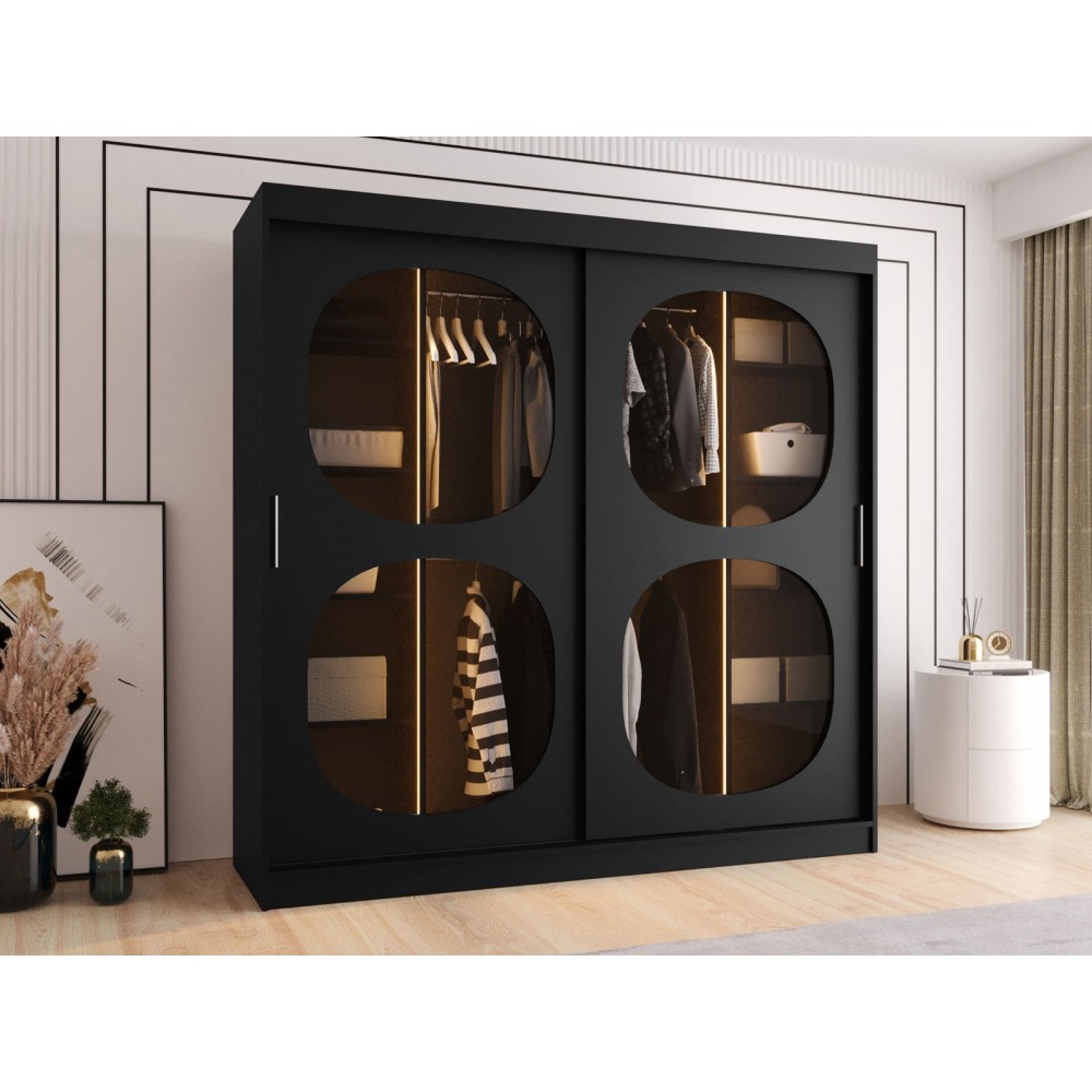 Ντουλάπα Bahrajn II 200 συρόμενη-Μαύρο