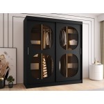 Ντουλάπα Bahrajn II 180 συρόμενη-Μαύρο