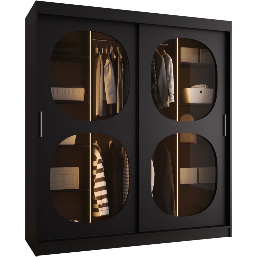 Ντουλάπα Bahrajn II 180 συρόμενη-Μαύρο