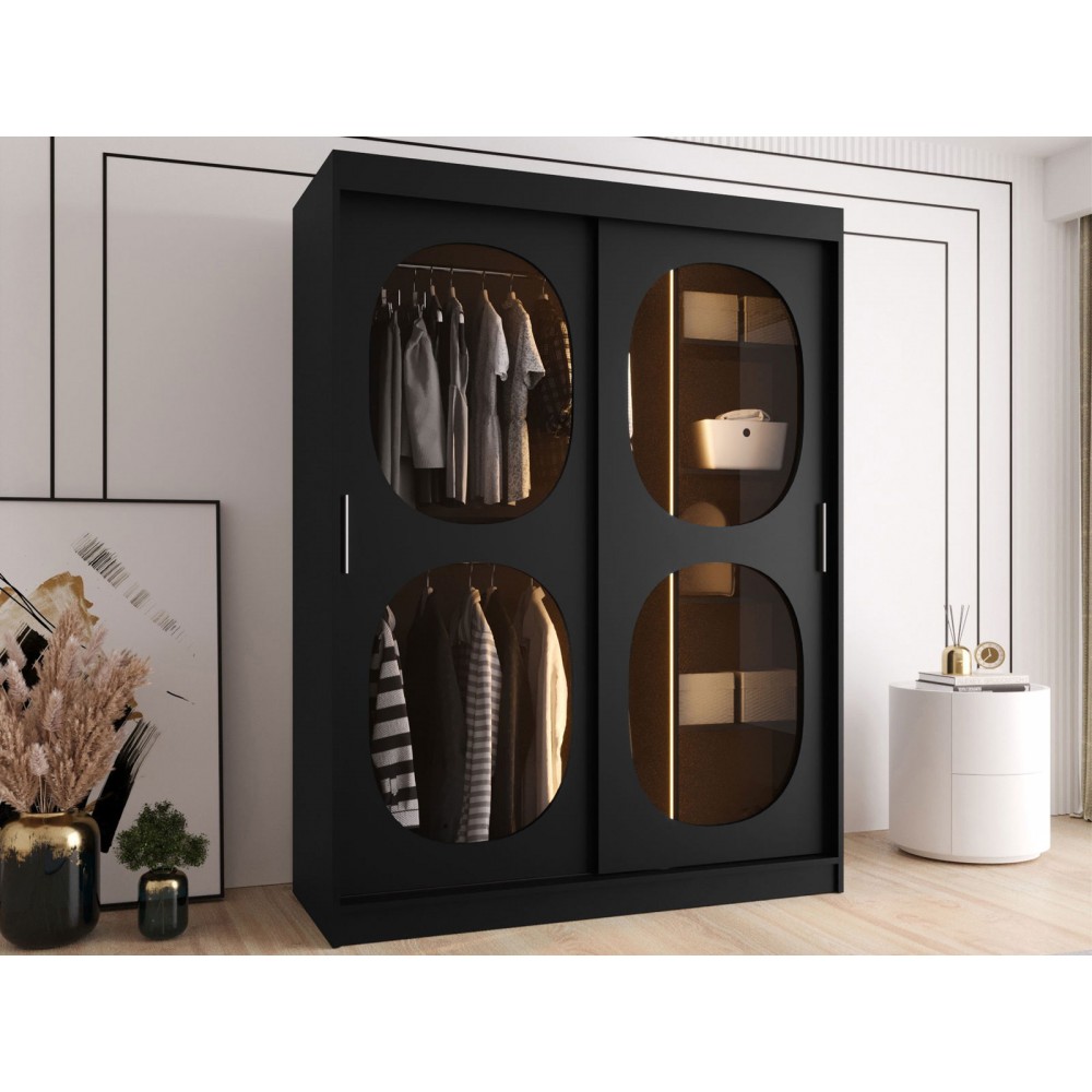 Ντουλάπα Bahrajn II 150 συρόμενη-Μαύρο