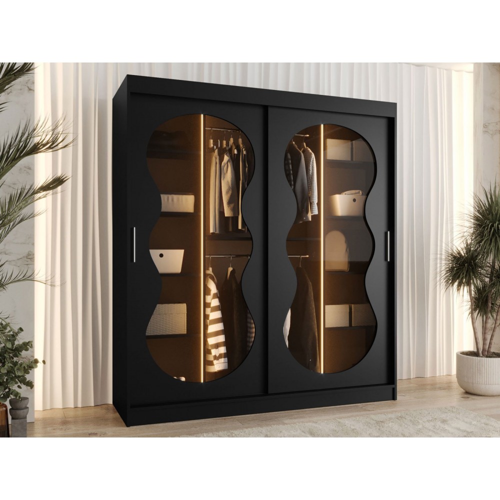 Ντουλάπα Bahrajn III 180 συρόμενη-Μαύρο