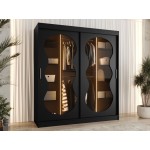 Ντουλάπα Bahrajn III 180 συρόμενη-Μαύρο